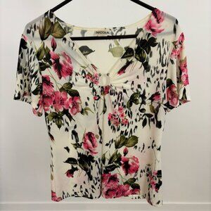 👛 (ANY 2/$20) NiCOLA Short Sleeve Floral Pull On Blouse
